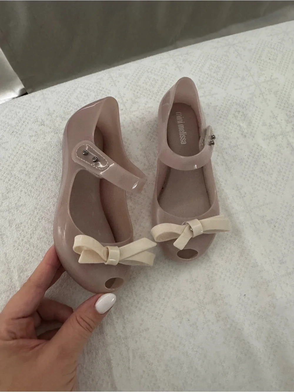 mini melissa Girls' Pink Jelly Mary Jane with Cream Bow size 11